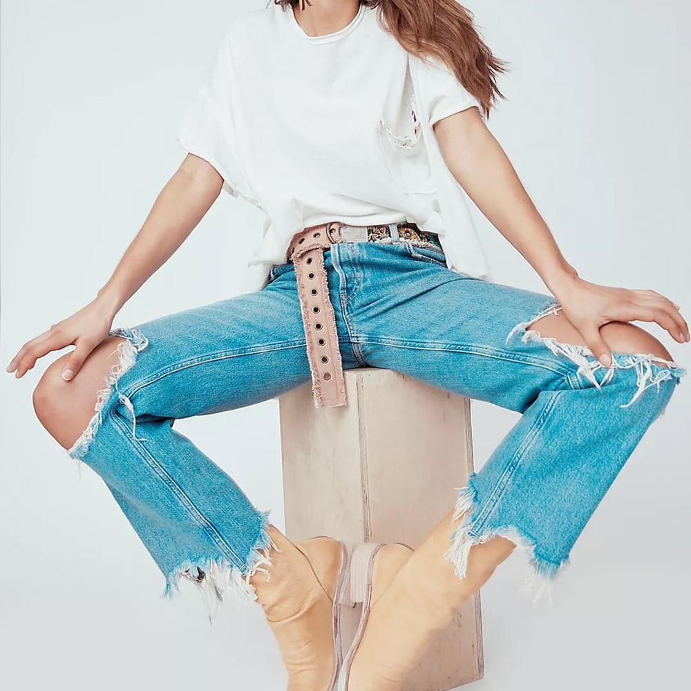 Barely worn Free people Maggie straight leg jeans
